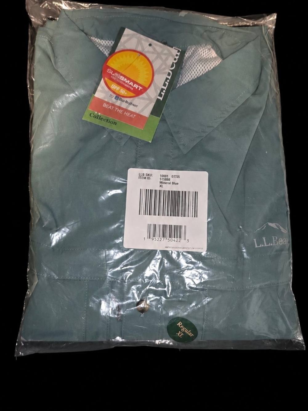 L.L. Bean Men's Mineral Blue Short-Sleeve Button-Down Shirt